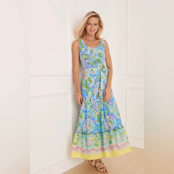 Talbots Dress Women’s 2 Voile Midi Dress Paisley Easter Pastel Floral - Picture 1 of 11